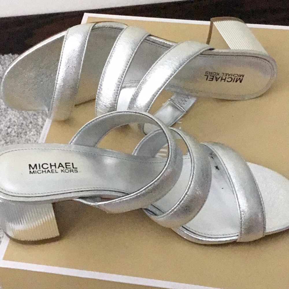 Michael Kors Paloma silver metallic mules - Picture 13 of 13